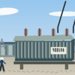 Hình minh họa máy biến áp 400kVA trong trạm điện cũ và công tác bàn giao