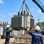Minh họa thu hồi máy biến áp 630kVA cũ tại khu vực thiết bị công nghiệp